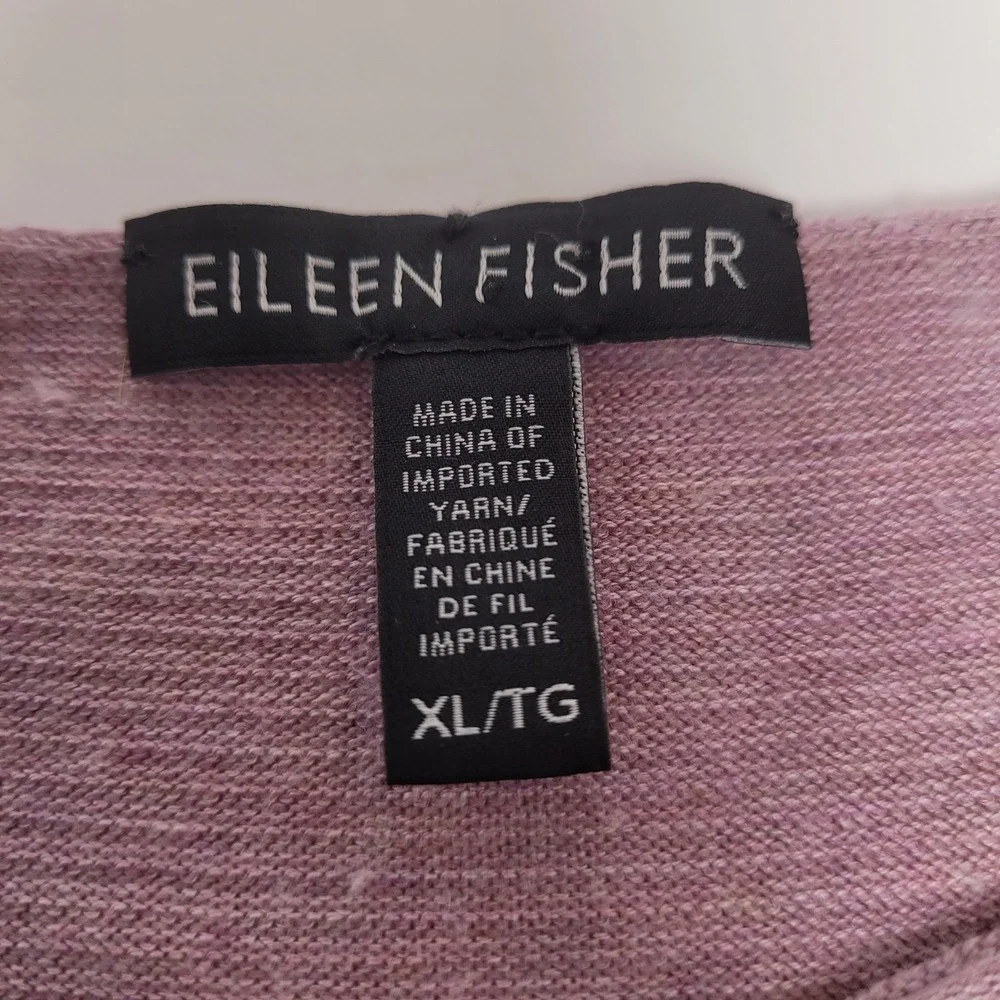 Eileen Fisher Knit Top Womens XL Purple Excellent Tencel Ribbed Scoop Neck